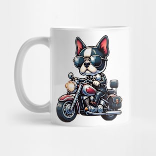 Boston Terrier Riding A Motorcycle Mug